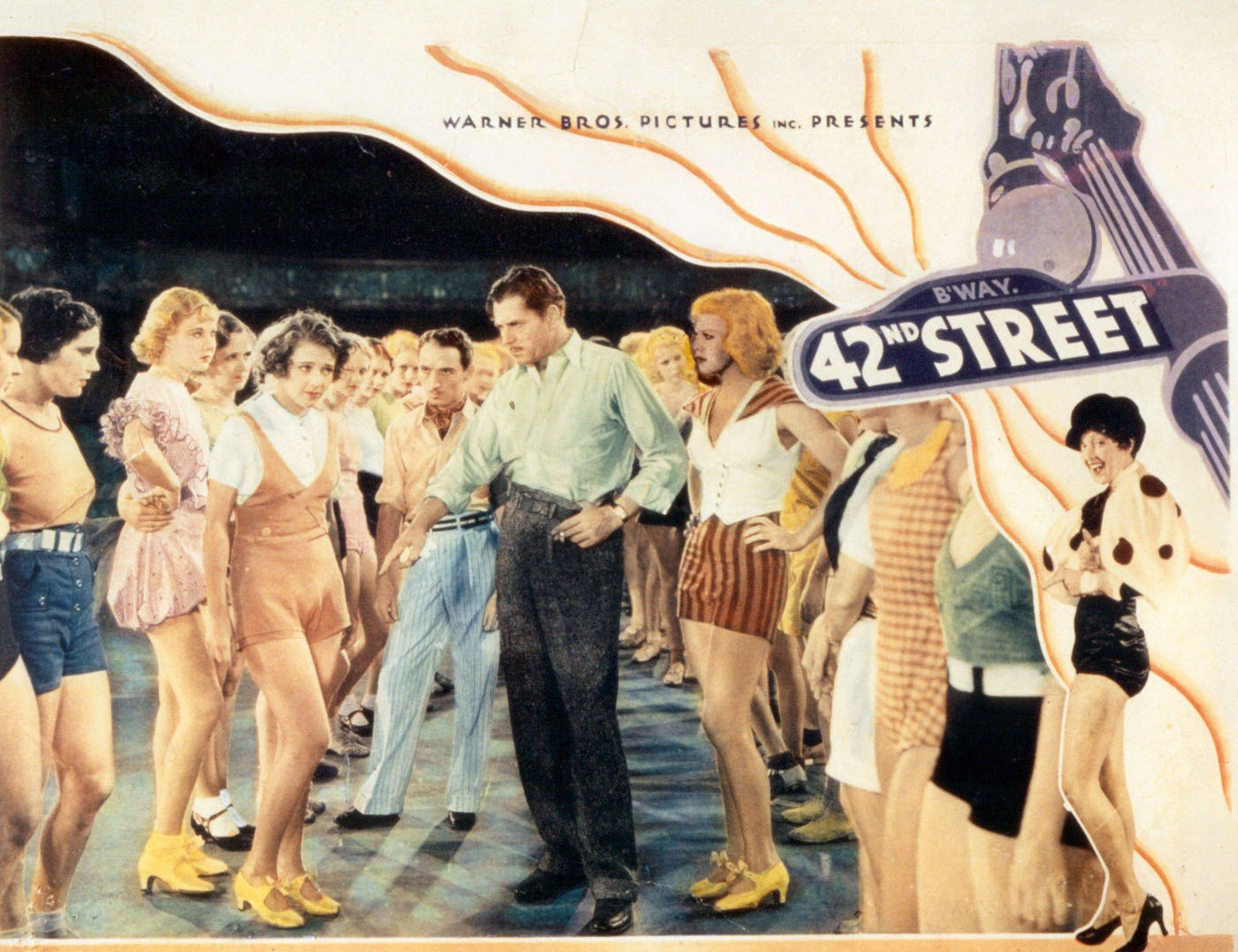 Warner Baxter Giving Direction To Chorus Girls In Movie Art For The Film '42Nd Street', 1933.