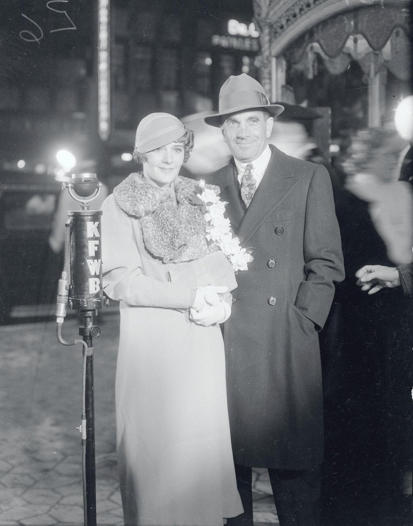 Al Jolson Arriving With Wife Ruby Keeler.