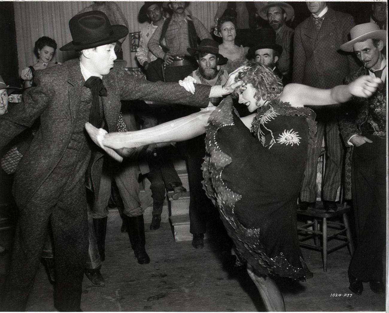 Marlene Dietrich, James Stewart In 'Destry Rides Again'