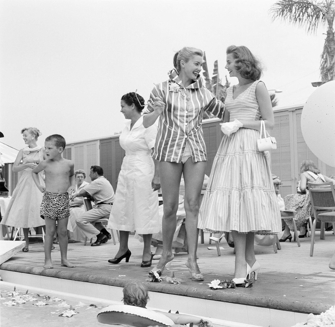 Esther Williams Talks With Parents At Swim School Opening In Los Angeles On August 12, 1955