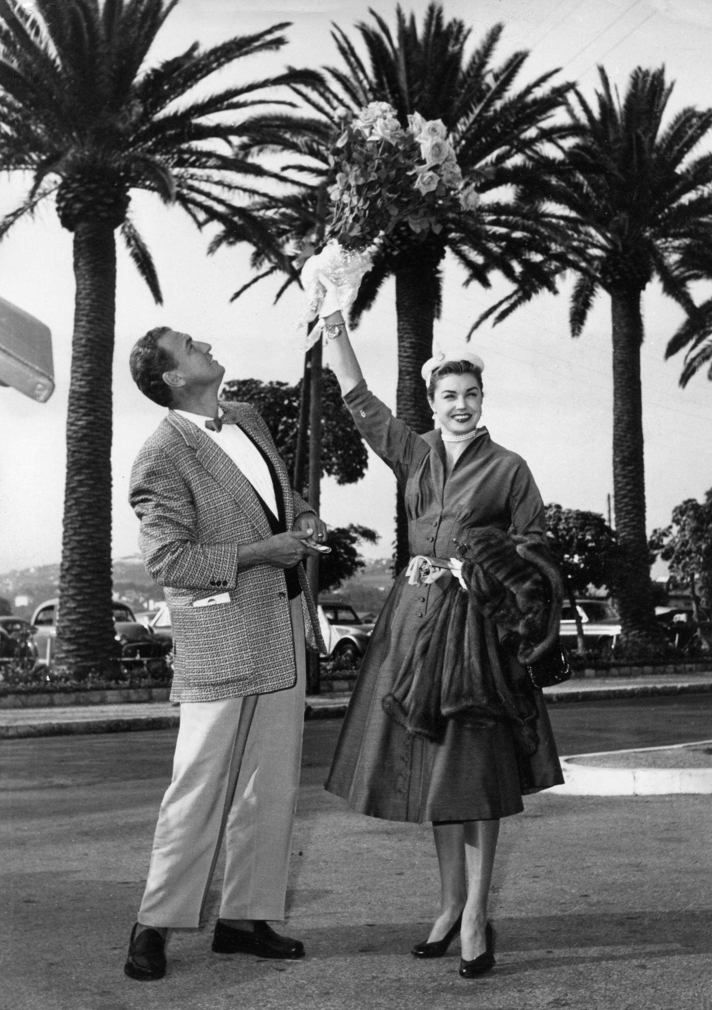 Esther Williams And Her Husband Ben Gage Arriving In Nice, France, To Attend The Cannes International Film Festival, April 30Th 1955