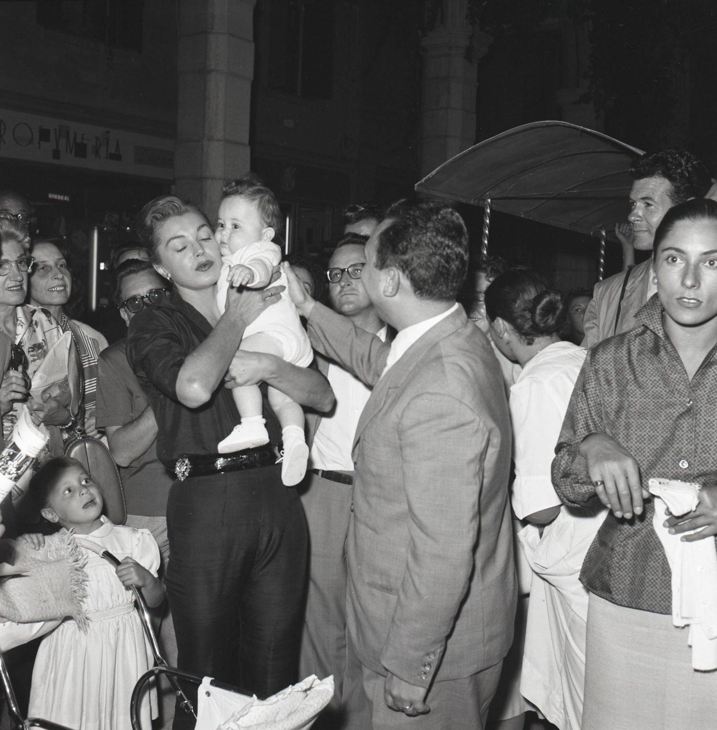 Esther Williams Waves From A Taxi Boat In Venice, Italy, September 1957