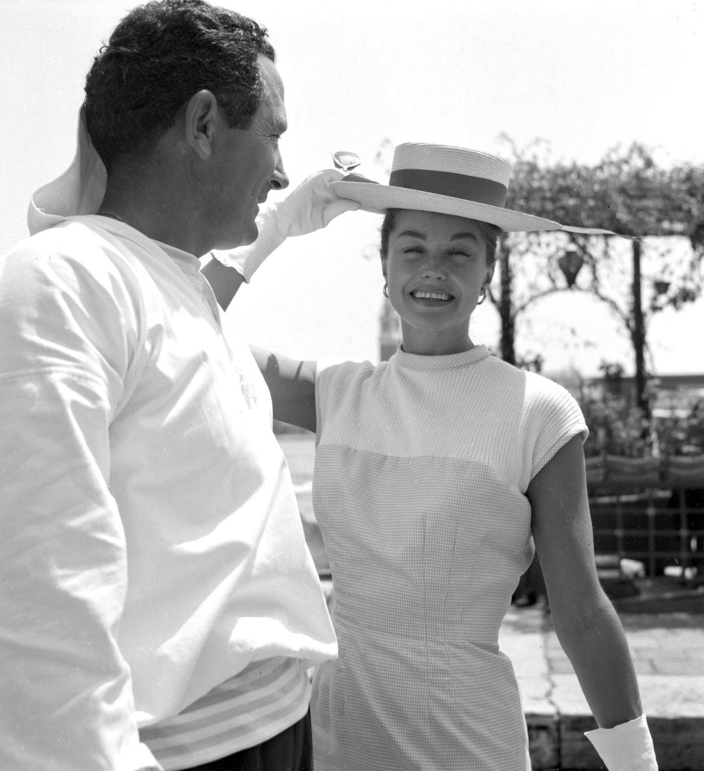 Esther Williams With A Gondolier In Venice, Italy, September 1957