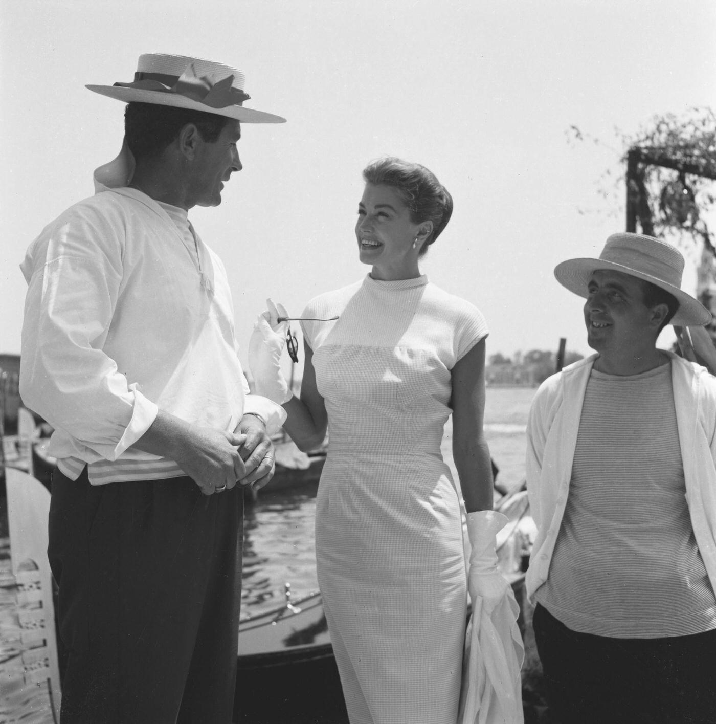 Esther Williams With A Gondolier In Venice, Italy, September 1957