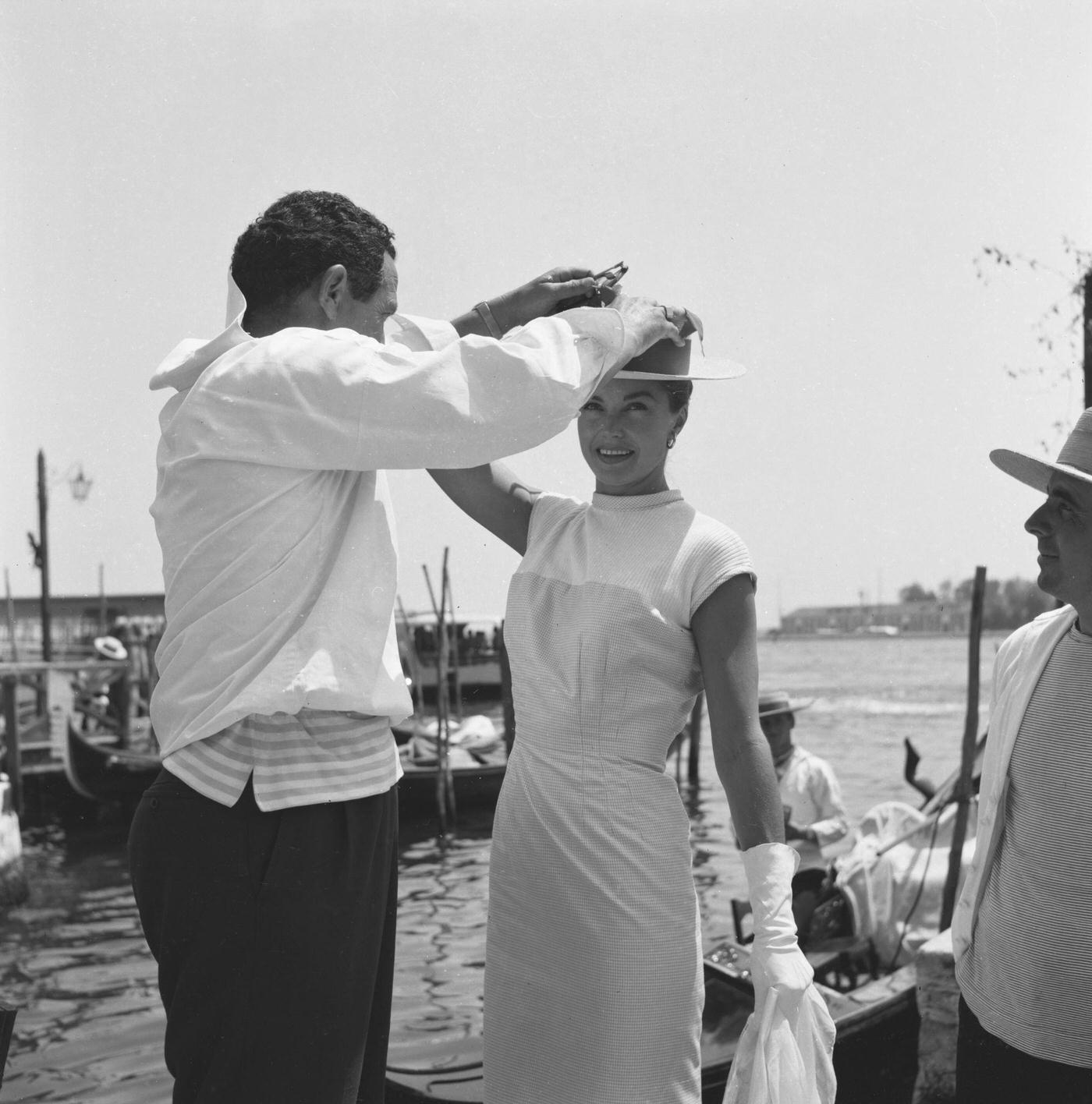 Esther Williams With A Gondolier In Venice, Italy, September 1957