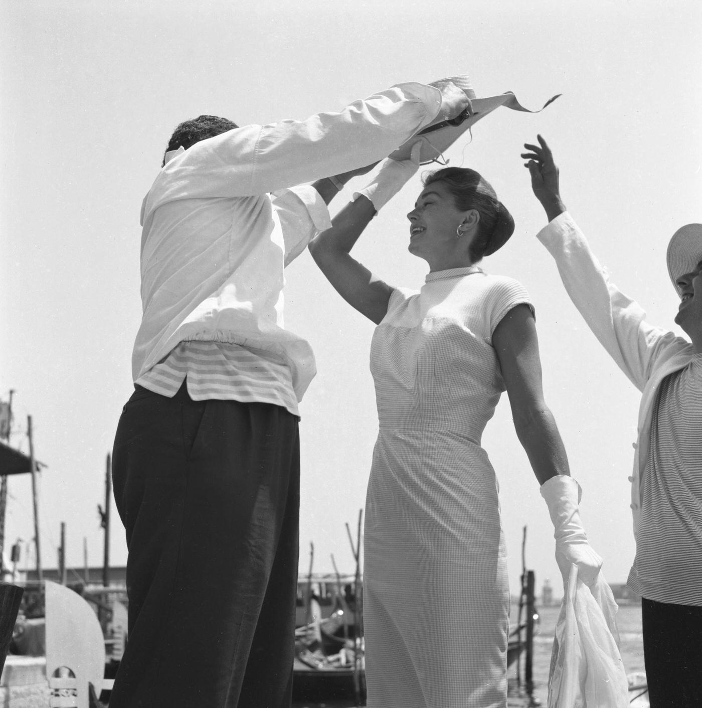 Esther Williams With Her Family In Venice, Italy, September 1957