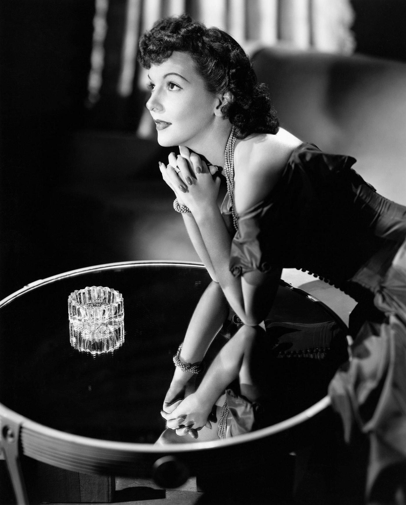 Actress Mary Martin Leaning On Table