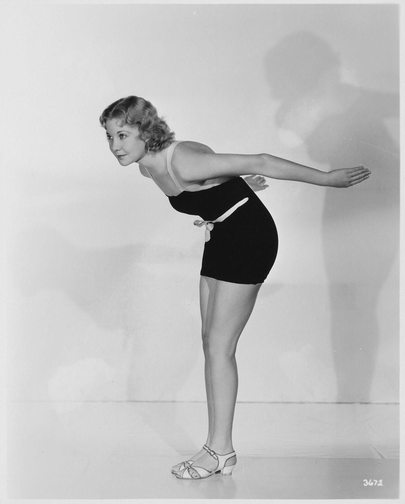 Actress Una Merkel Modeling Swimsuit