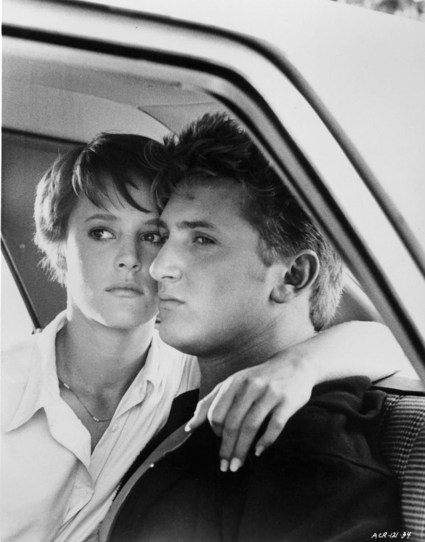 Mary Stuart Masterson With Her Arm Around Sean Penn In Back Of Car In A Scene From The Film 'At Close Range', 1986.