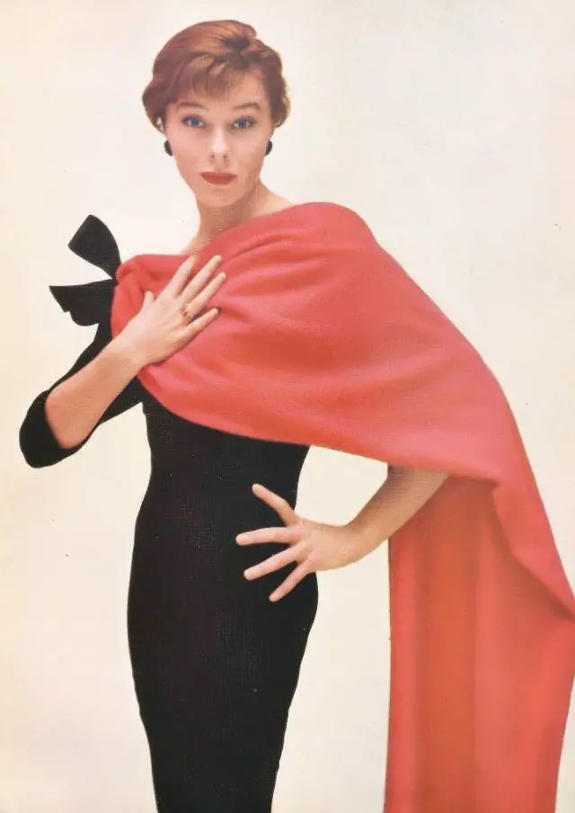 Bettina Is Wearing A Geranium-Pink Jersey Velours Self-Lined Stole By Susan Small, 1953