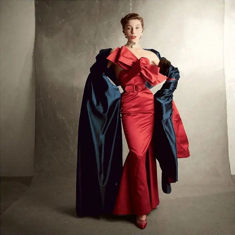 Bettina In The “Red Shoes” Evening Gown By Jacques Fath, Vogue, September 1950