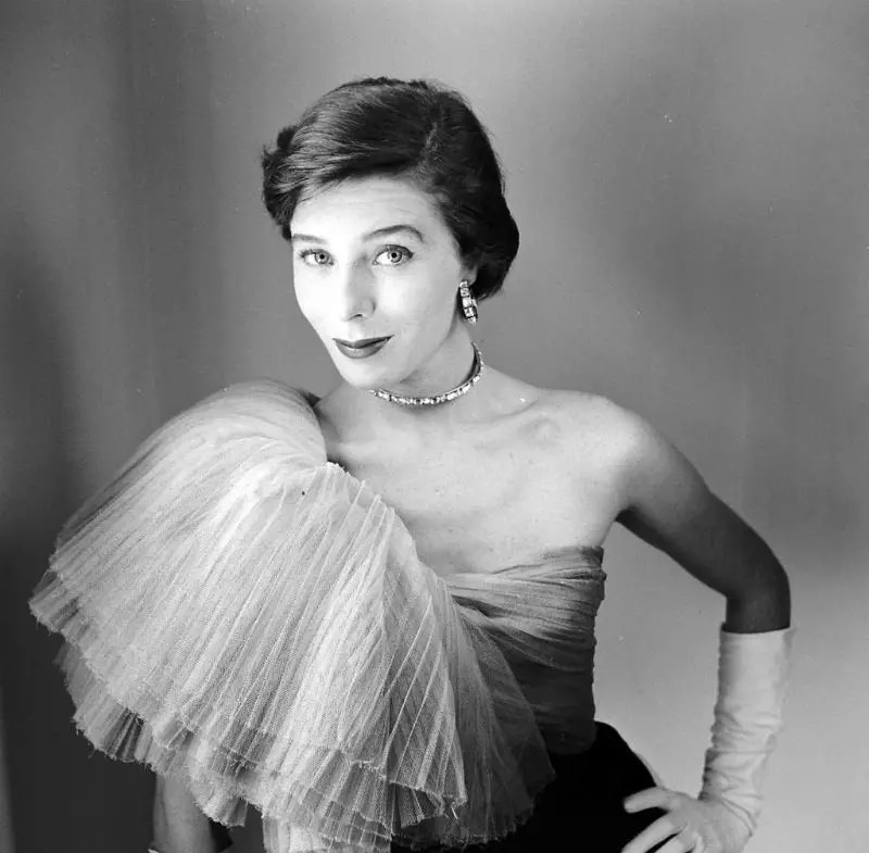 Bettina Wearing One-Shoulder Dress By Jacques Fath, 1950