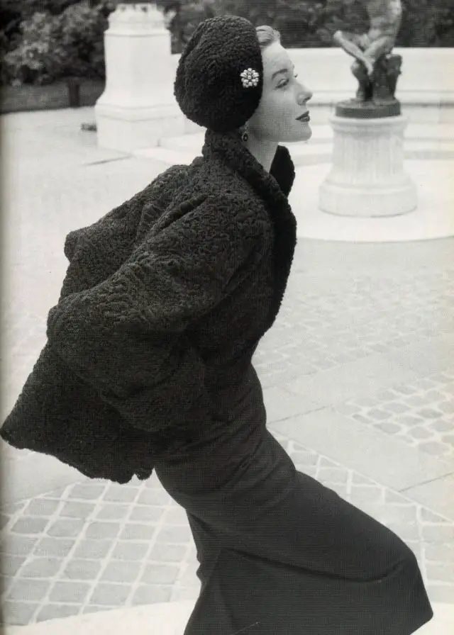 Bettina In An Astrakhan Jacket And Beret By Revillon, 1952