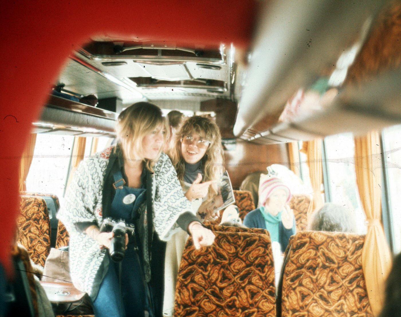 Christine Mcvie And Stevie Nicks Of The Rock Group &Amp;Quot;Fleetwood Mac&Amp;Quot; On The Bus In 1976.