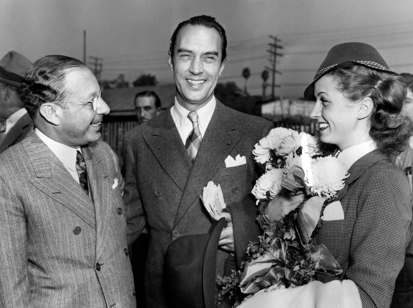 Danielle Darrieux Arriving In Hollywood To Start An American Carreer With Her Husband Henri Decoin