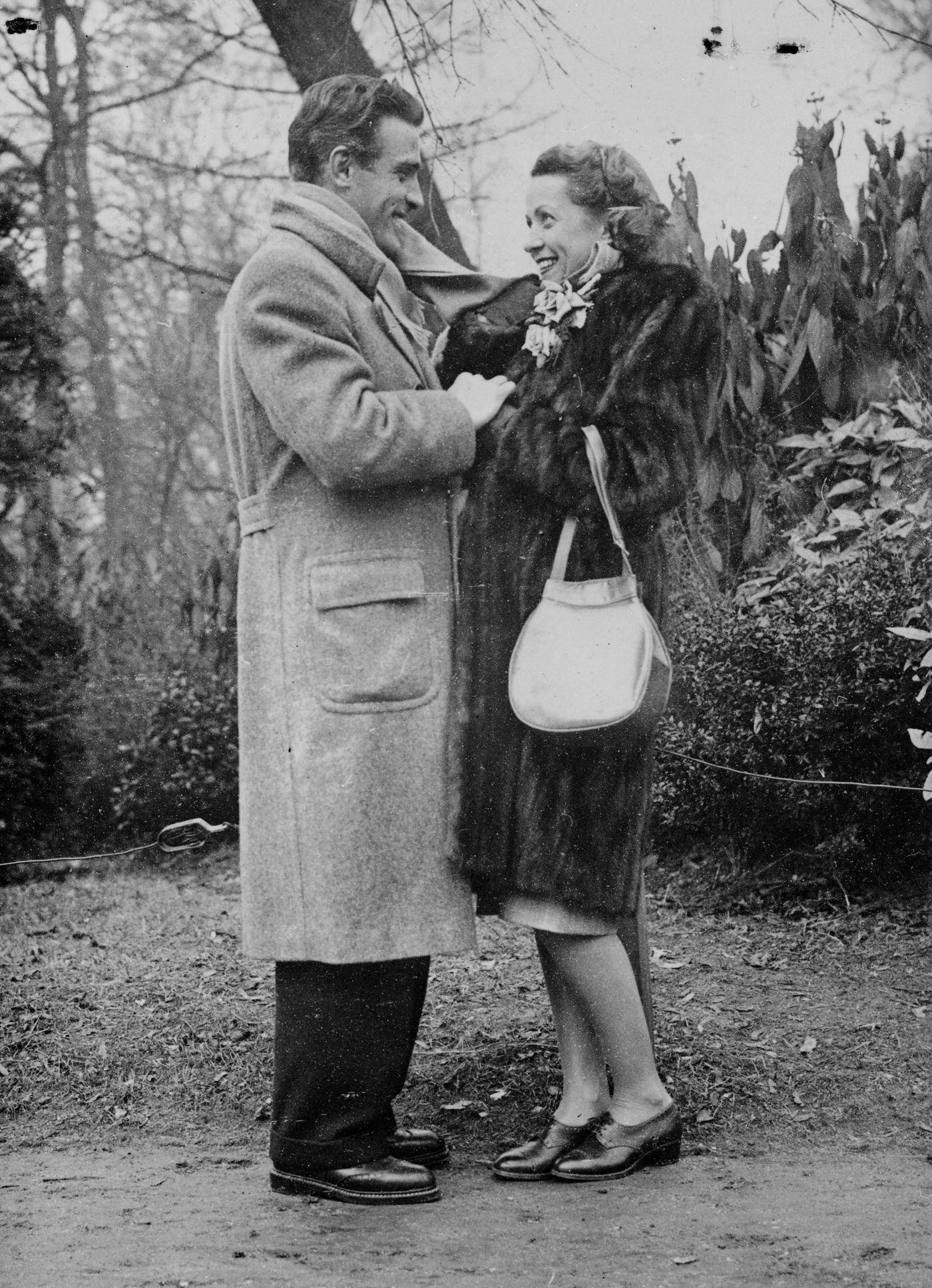 Danielle Darrieux With Pierre-Louis. Wood Of Boulogne (Paris), 1947