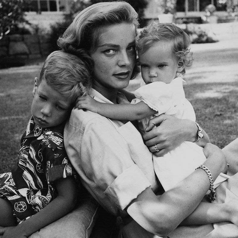 Lauren Bacall With Children Steven And Leslie Bogart, Circa 1953