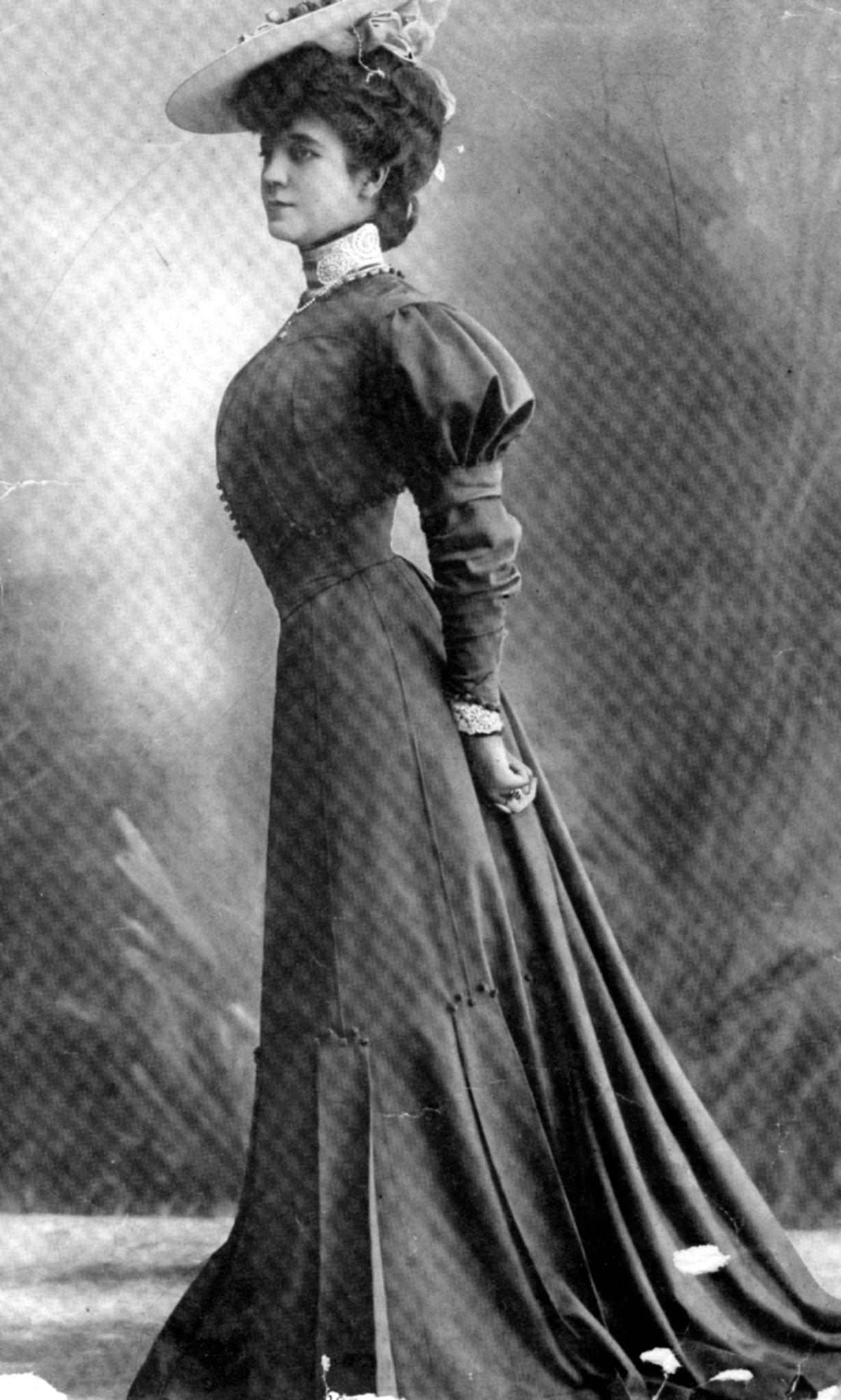 An Edwardian Woman Modelling A Street Dress In The Typical Style Of The Period, 1905