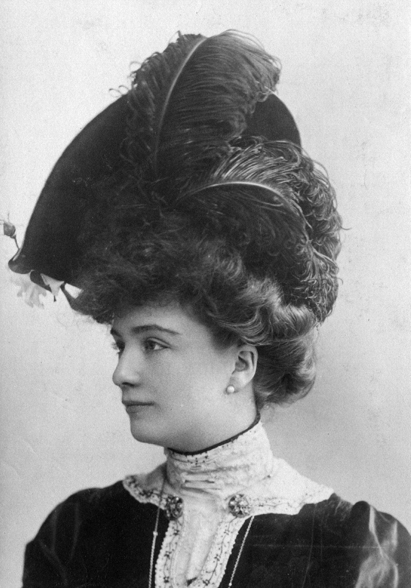 An Edwardian Woman Wearing An Ostrich Feather Hat, 1903