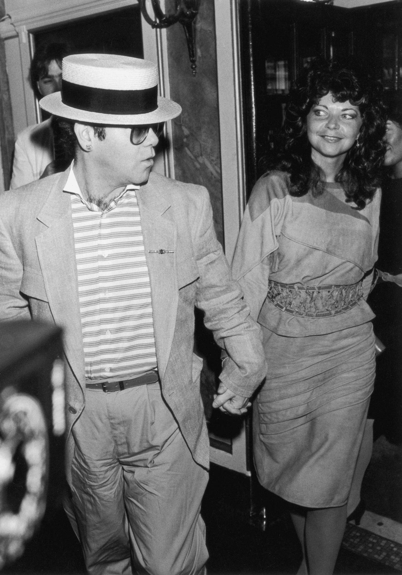 Elton John With His Wife Renate Blauel, 1985.