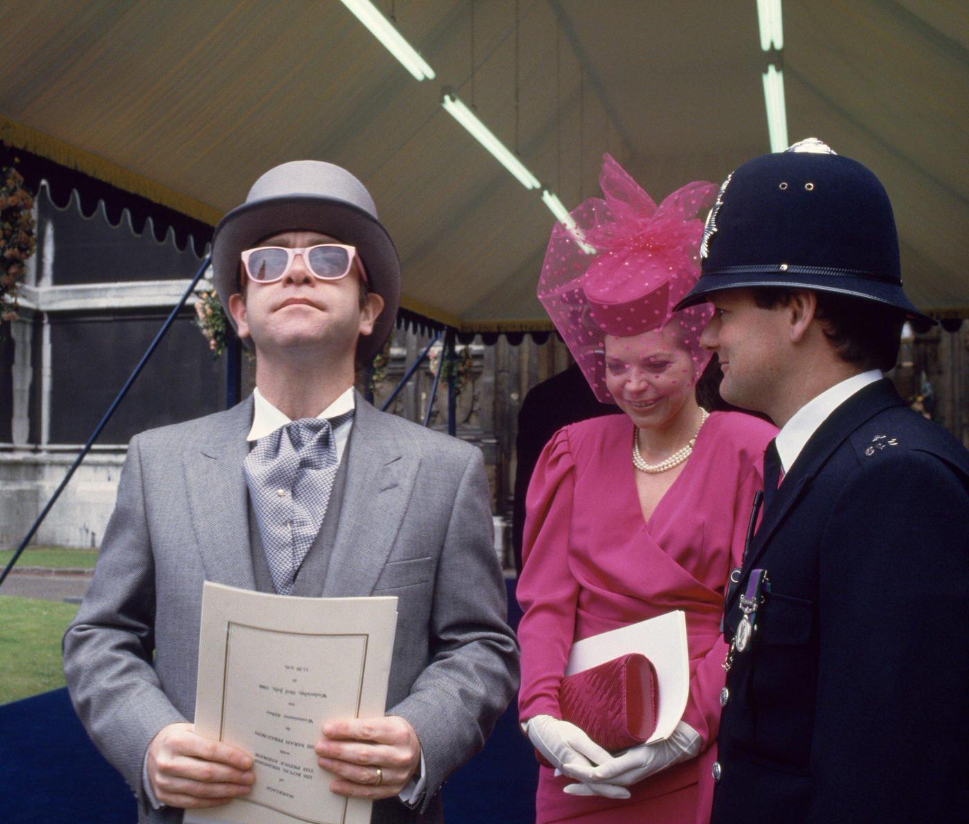 Elton John With His Former Wife Renate Blauel Attending The Wedding Of Prince Andrew, The Duke Of York, And Sarah Ferguson In London, England On July 23, 1986.