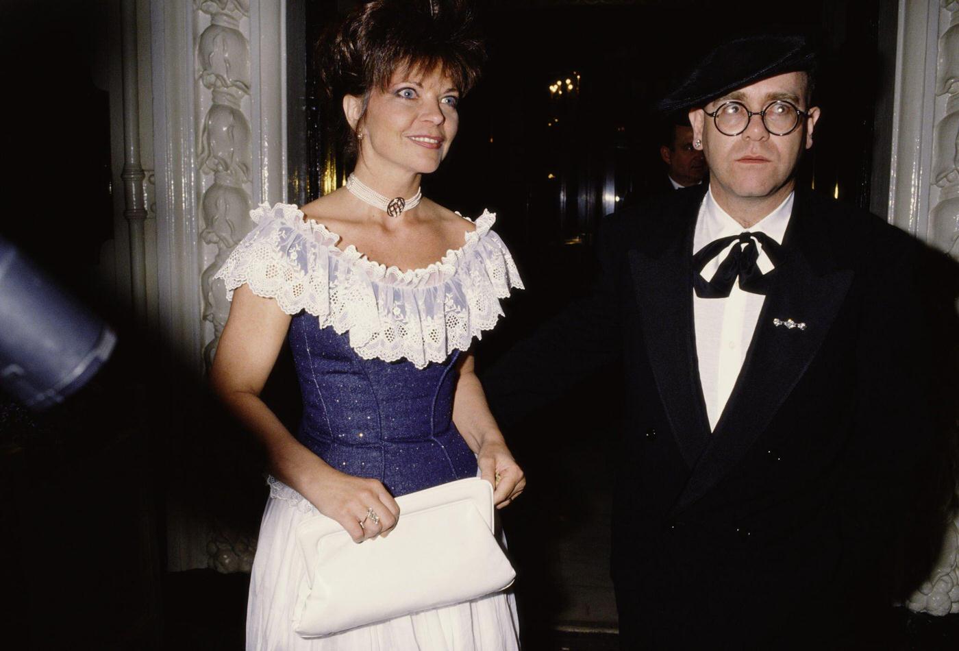 Elton John With Renate Blauel At A Gala Charity Performance Of Barry Humphries' Show 'Back With A Vengeance' At The Strand Theatre, London, 2Nd May 1988.