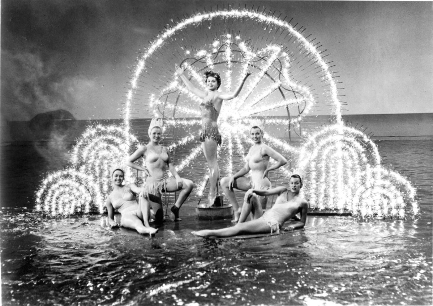 Esther Williams Surrounded By Bathing Beauties In A Scene From The Film 'Million Dollar Mermaid', 1952.