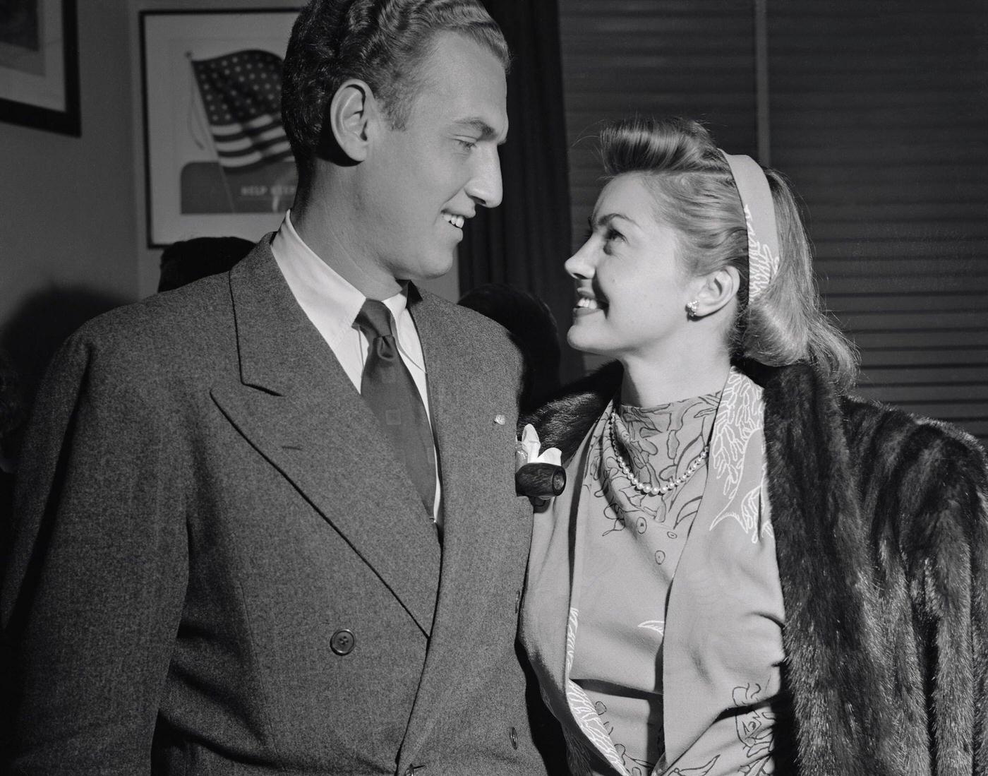 Ben Gage And Esther Williams Smiling At Each Other