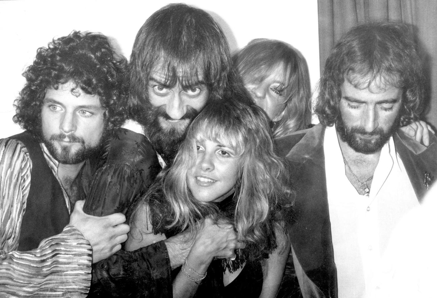 Fleetwood Mac (L-R Stevie Nicks, Lindsey Buckingham, Christine Mcvie, John Mcvie And Mick Fleetwood) Backstage At The Los Angeles Rock Awards On September 1, 1977 In Los Angeles