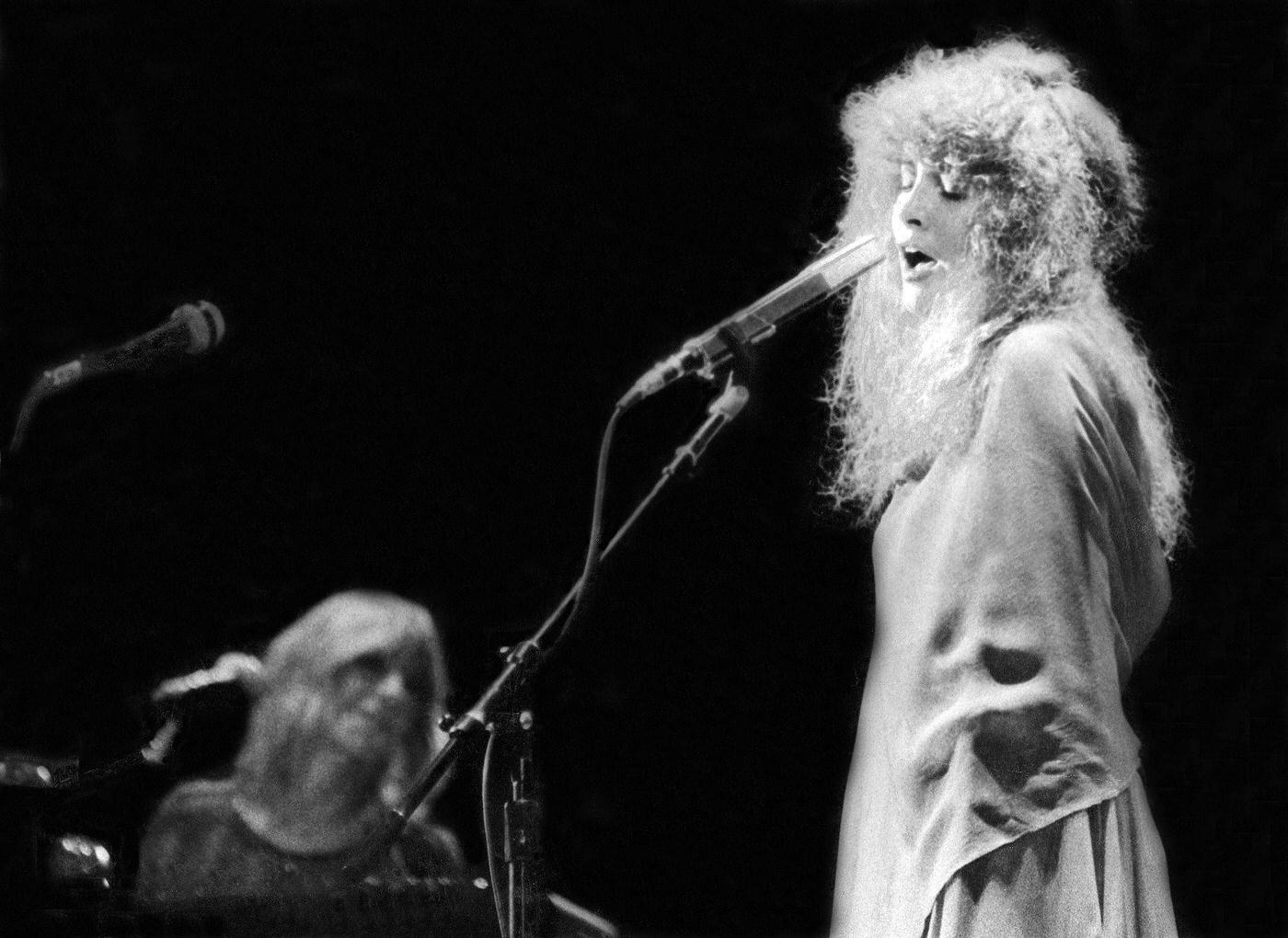 Stevie Nicks Of The Group Fleetwood Mac Perform Onstage At The Los Angeles Forum, Inglewood, California, December 6, 1979.