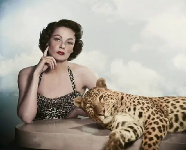 Daring And Dazzling: Gene Tierney Steals The Show In 1954 Photo Shoot With A Leopard