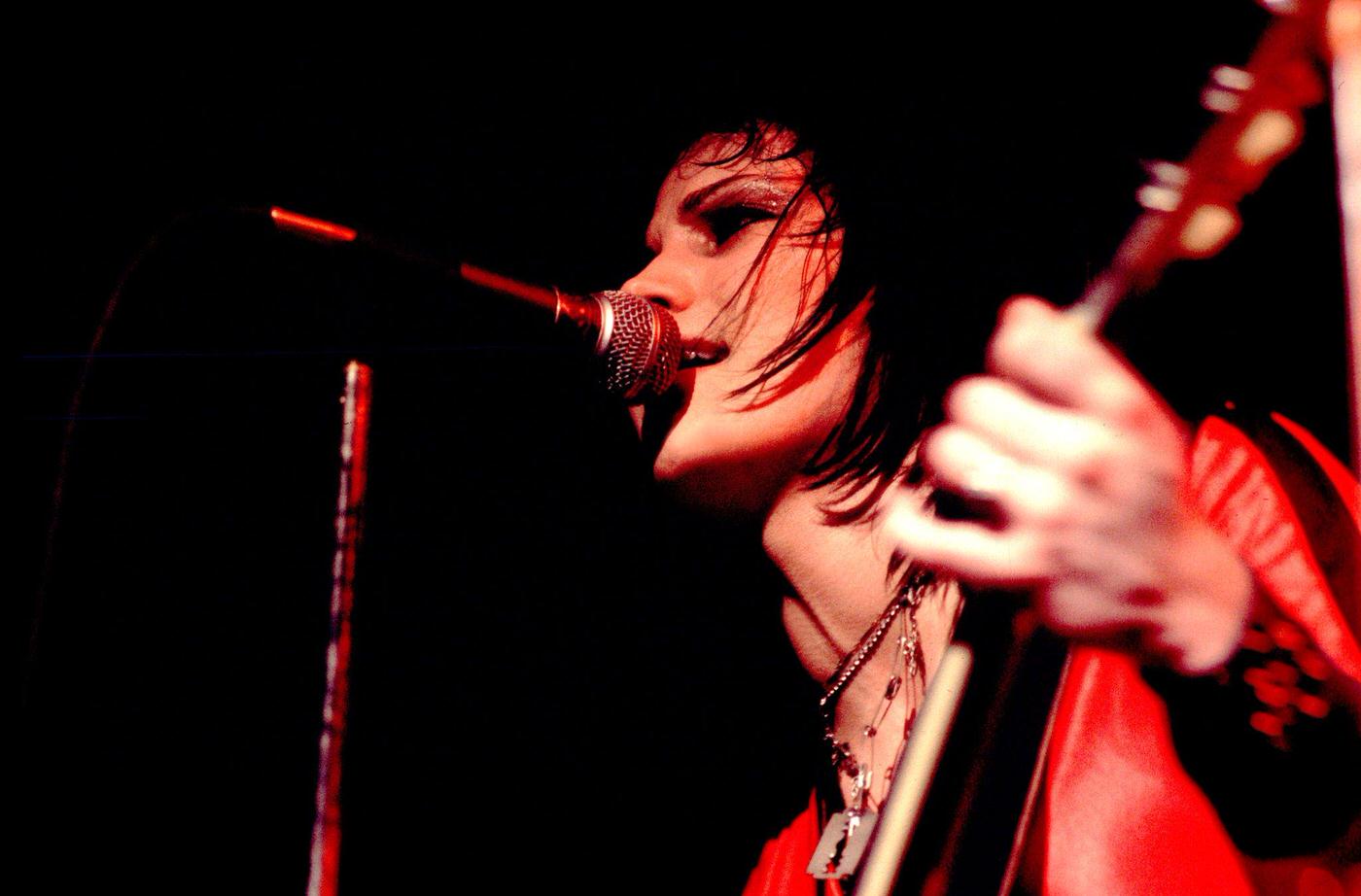 Joan Jett Plays Guitar As She Performs Onstage At The Aragon Ballroom, Chicago, Illinois, March 25, 1977.