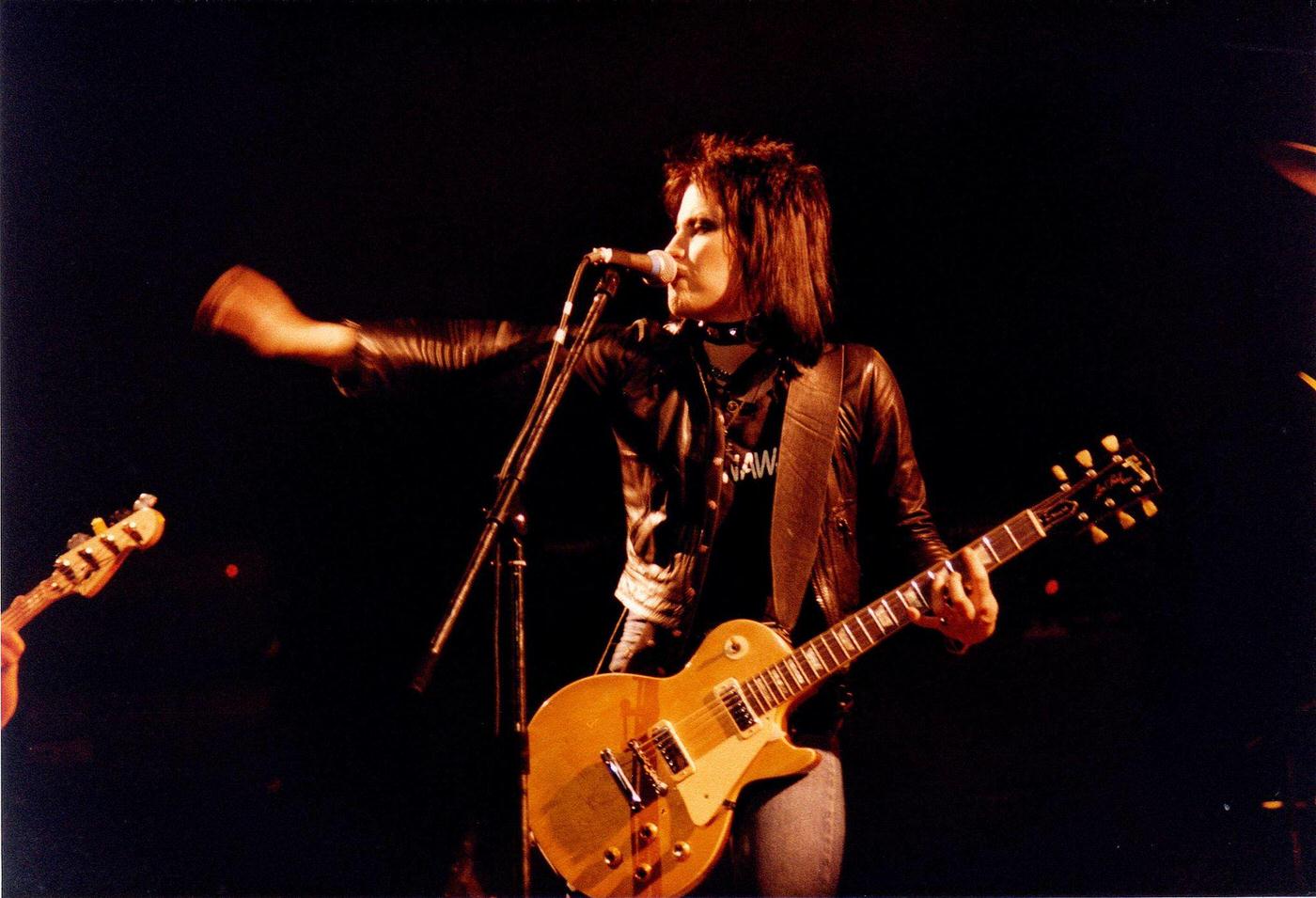 Joan Jett Of The Runaways Performing On Stage At Hammersmith Odeon On November, 1977