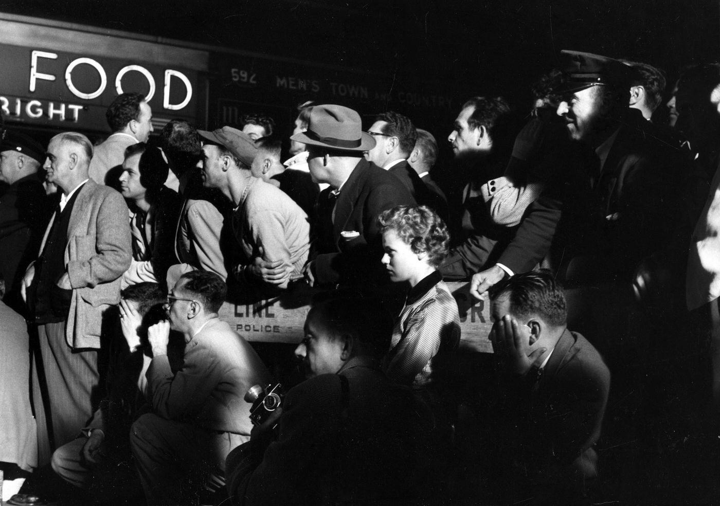 Crowd Of Onlookers At The Corner Of 51St Street And Lexington Avenue During The Filming Of The Famous Skirt-Blowing Scene For &Amp;Quot;The Seven Year Itch&Amp;Quot;