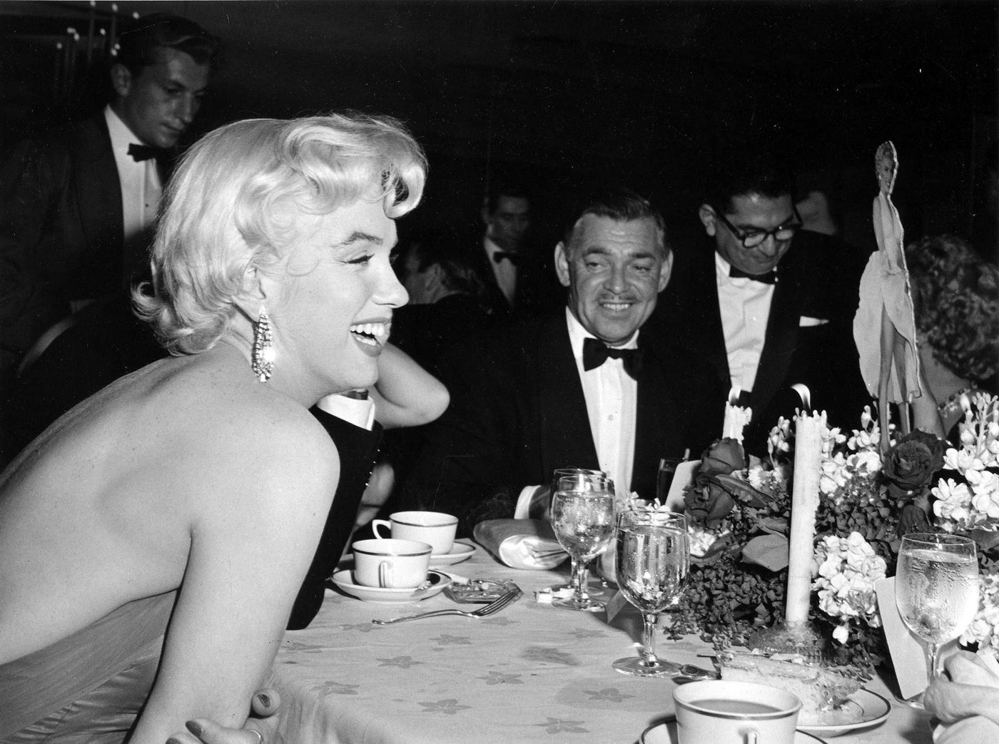 Marilyn Monroe With Clark Gable And Newspaper Columnist Sidney Skolsky At The Wrap Party For The Filming Of &Amp;Quot;The Seven Year Itch&Amp;Quot; At Romanoff'S Restaurant In 1954
