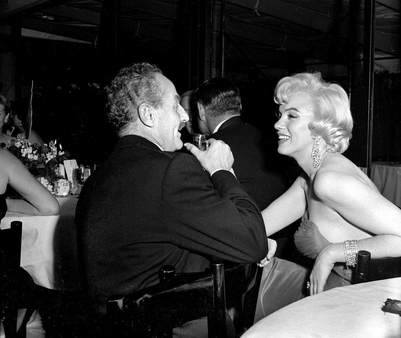 Marilyn Monroe With Producer Darryl Zanuck At The Wrap Party For The Filming Of &Amp;Quot;The Seven Year Itch&Amp;Quot; At Romanoff'S Restaurant In 1954