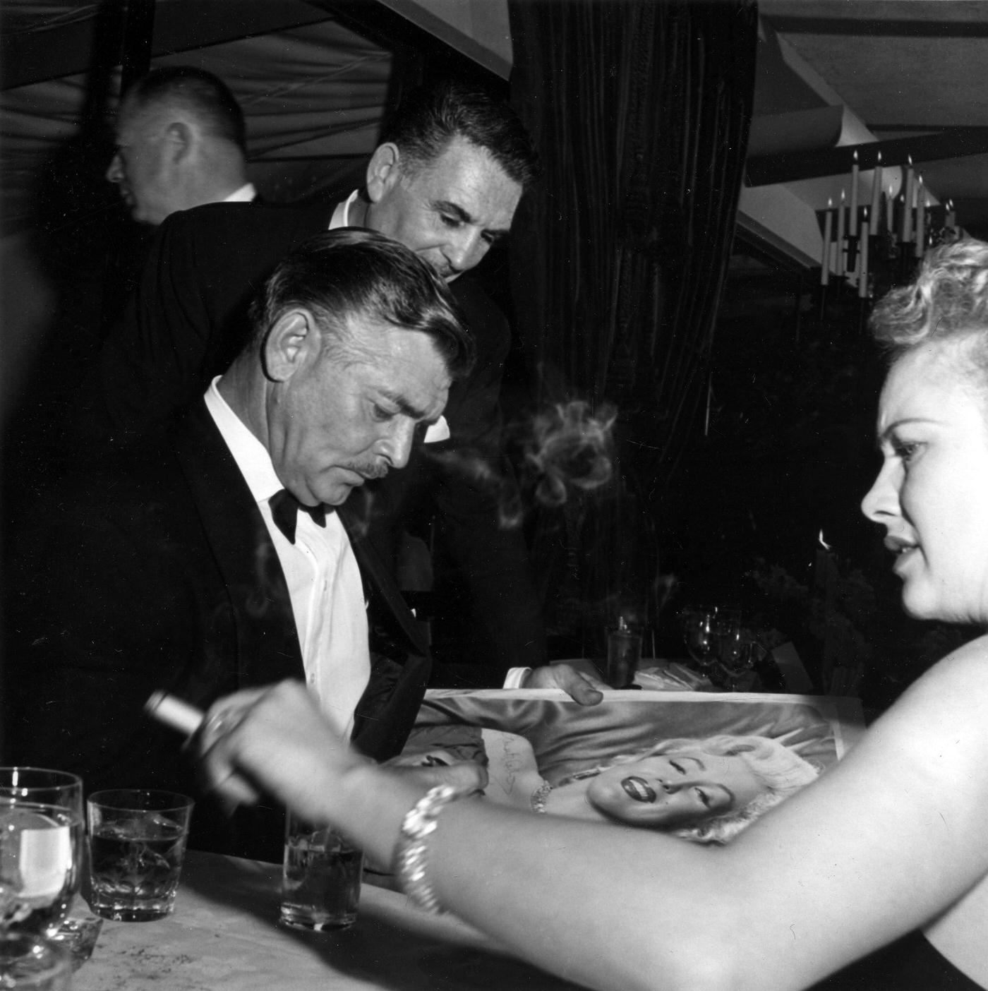 Clark Gable, Charles K Feldman, And Jean Howard At The Wrap Party For The Filming Of &Amp;Quot;The Seven Year Itch&Amp;Quot; At Romanoff'S Restaurant