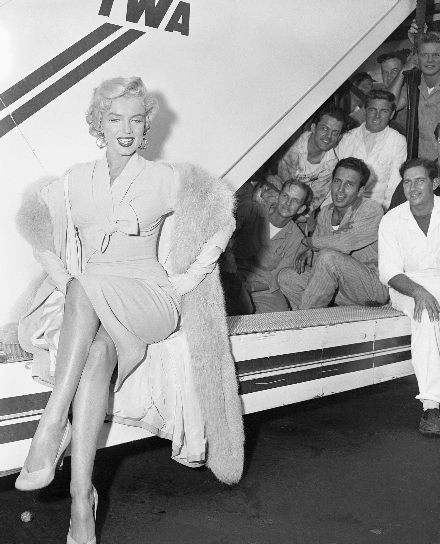 Marilyn Monroe Is Here For New York Location Sequences Of Seven Year Itch Film Version Of The Broadway Comedy Hits.