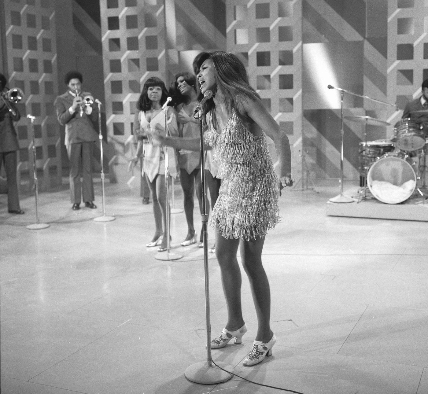 Tina Turner Performs On The Set Of 'The Ed Sullivan Show,' New York, New York, 1970.
