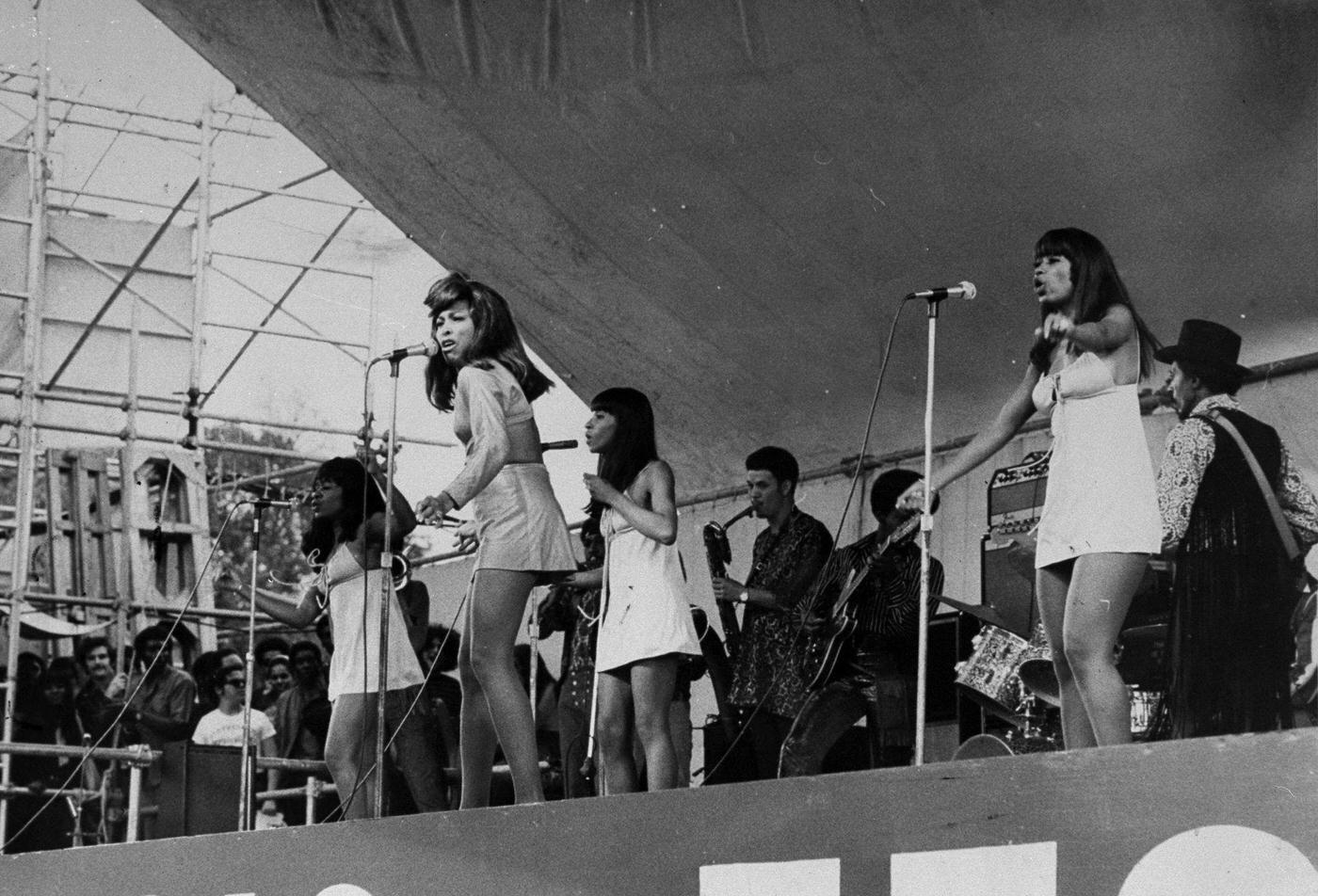 Ike And Tina Turner Group On Stage During The Schaefer Music Festival In Central Park.