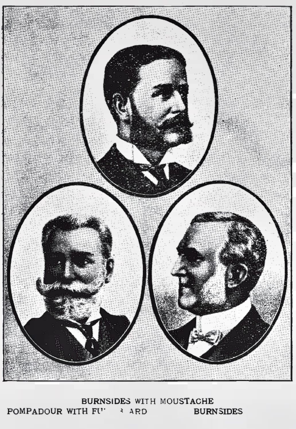 Pompadour And Burnsides, Moustache With Burnsides.