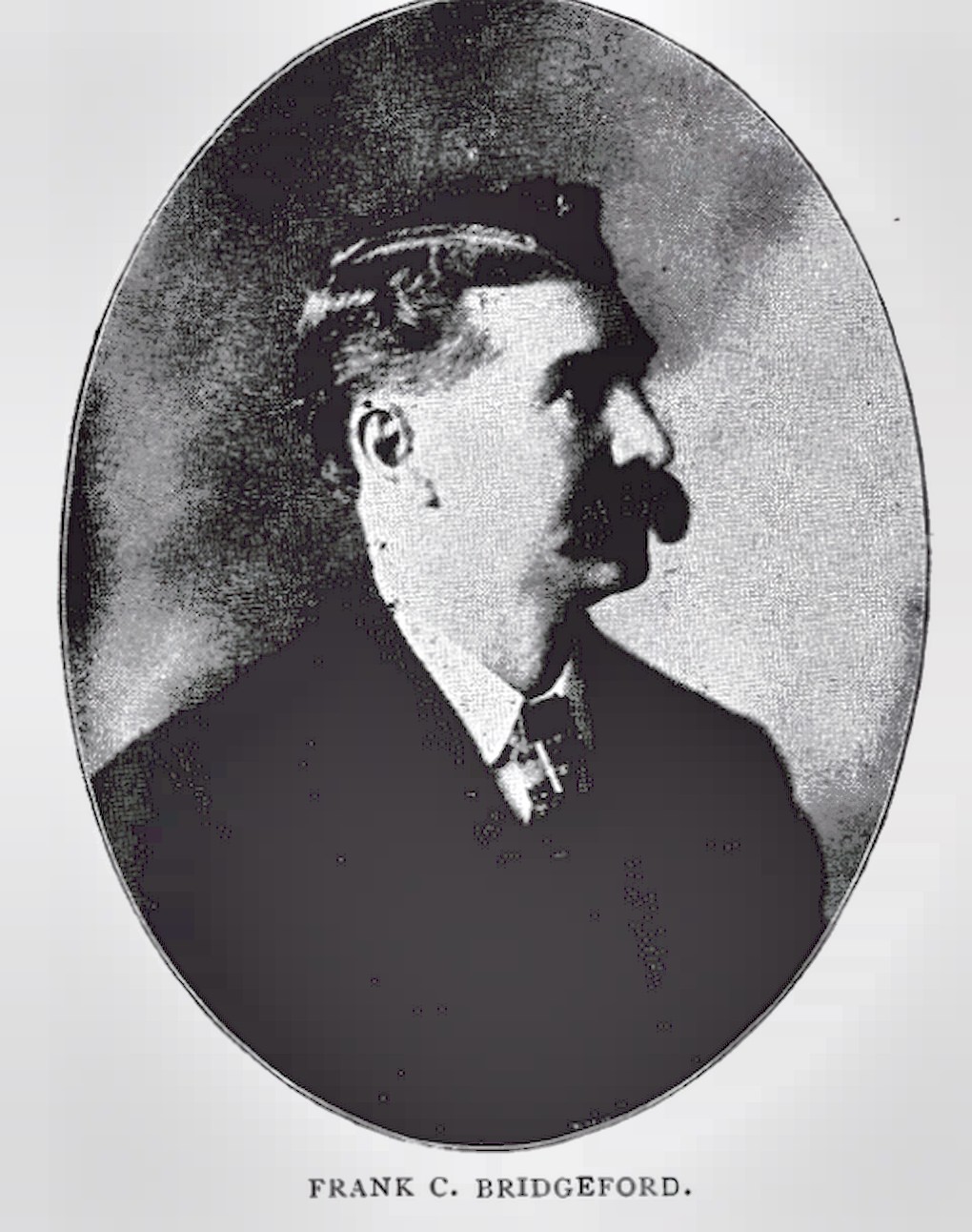 Frank C. Bridgeford. Note The Precise And Lengthy Part In His Hair, The Shape Of His Haircut And The Heaviness Of His Mustache.