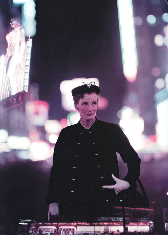 Wenda Parkinson, Times Square, American Vogue, September 1949