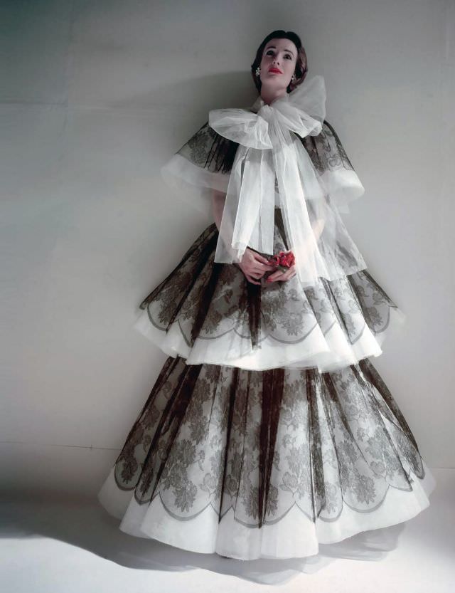 Wenda Parkinson In Tiered Gown By Hardy Amies, 1951