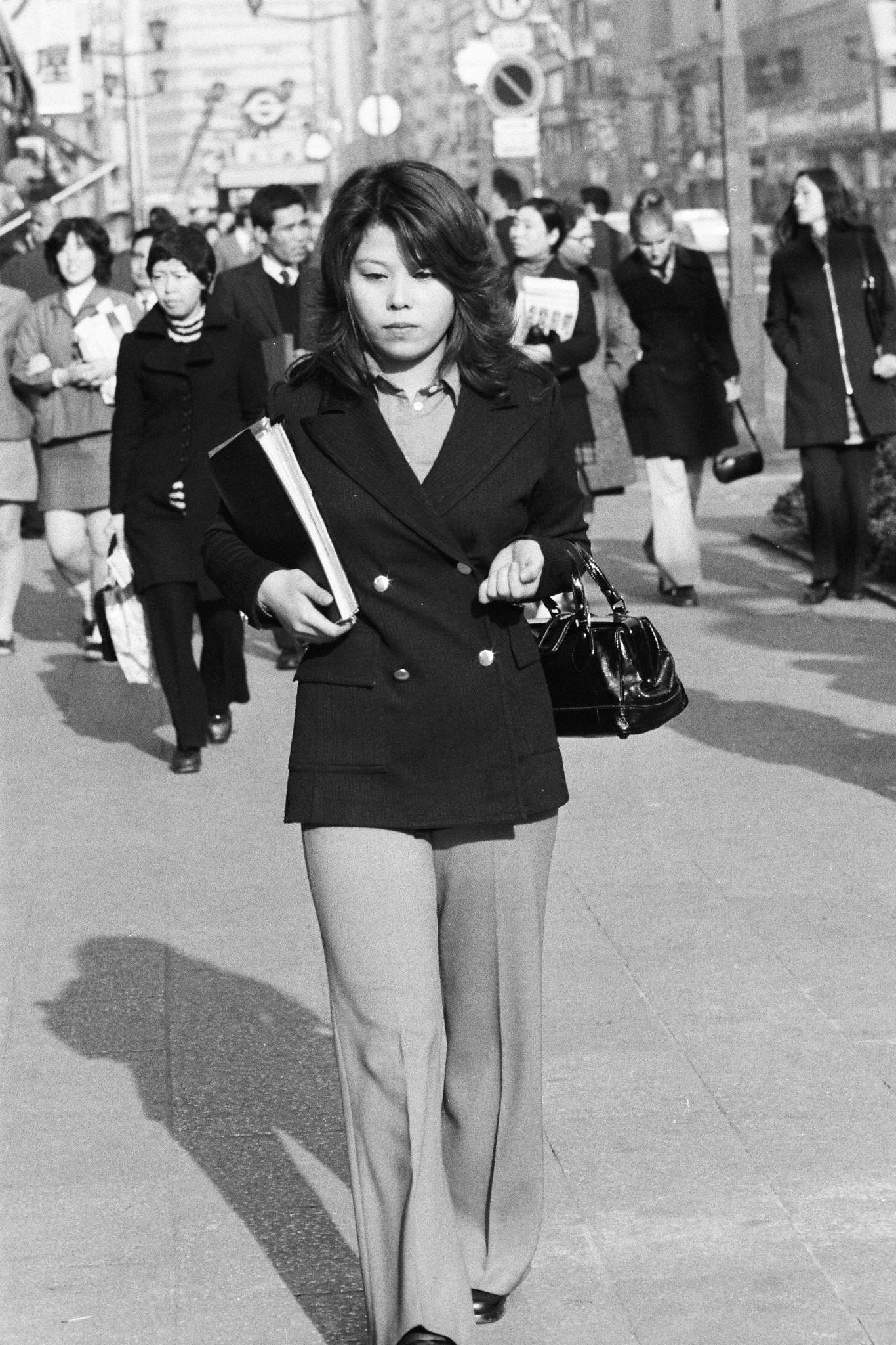 Woman Wearing Bell-Bottoms In Ginza District, Tokyo, Japan, 1971