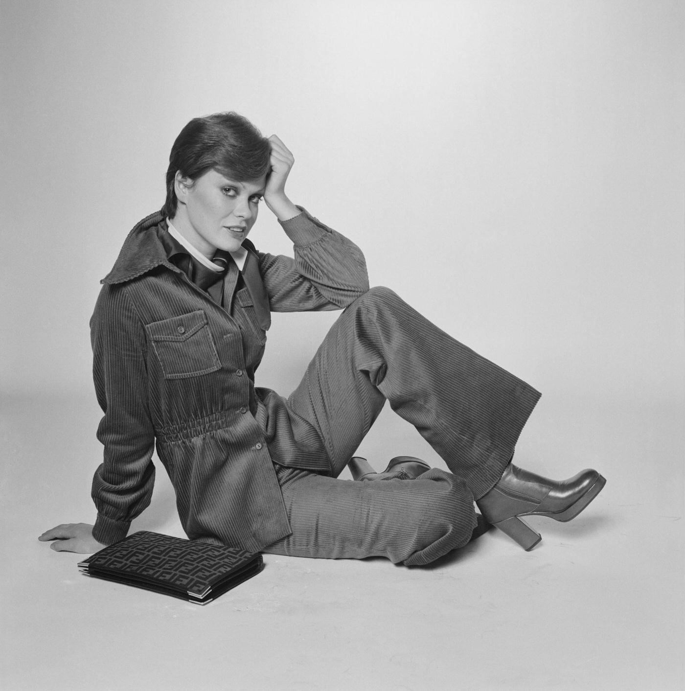Fashion Model In A Bell-Bottom Trouser Suit, 1973