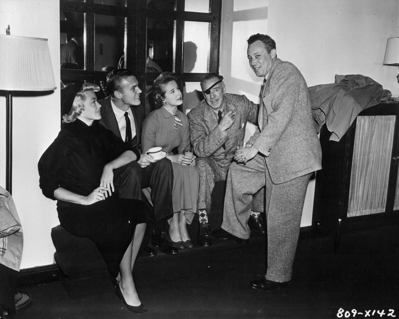 Dorothy Malone And Tab Hunter Pose With Others In A Scene From The Film 'Battle Cry', 1955.
