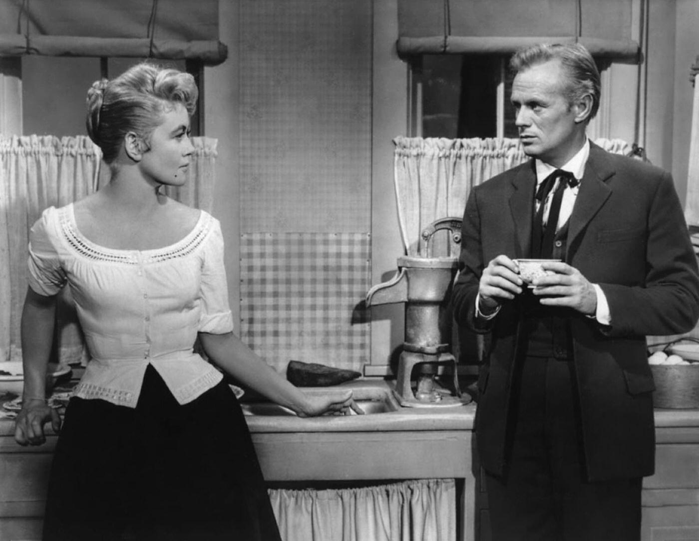 Dorothy Malone And Richard Widmark In A Scene From 'Warlock', 1959.
