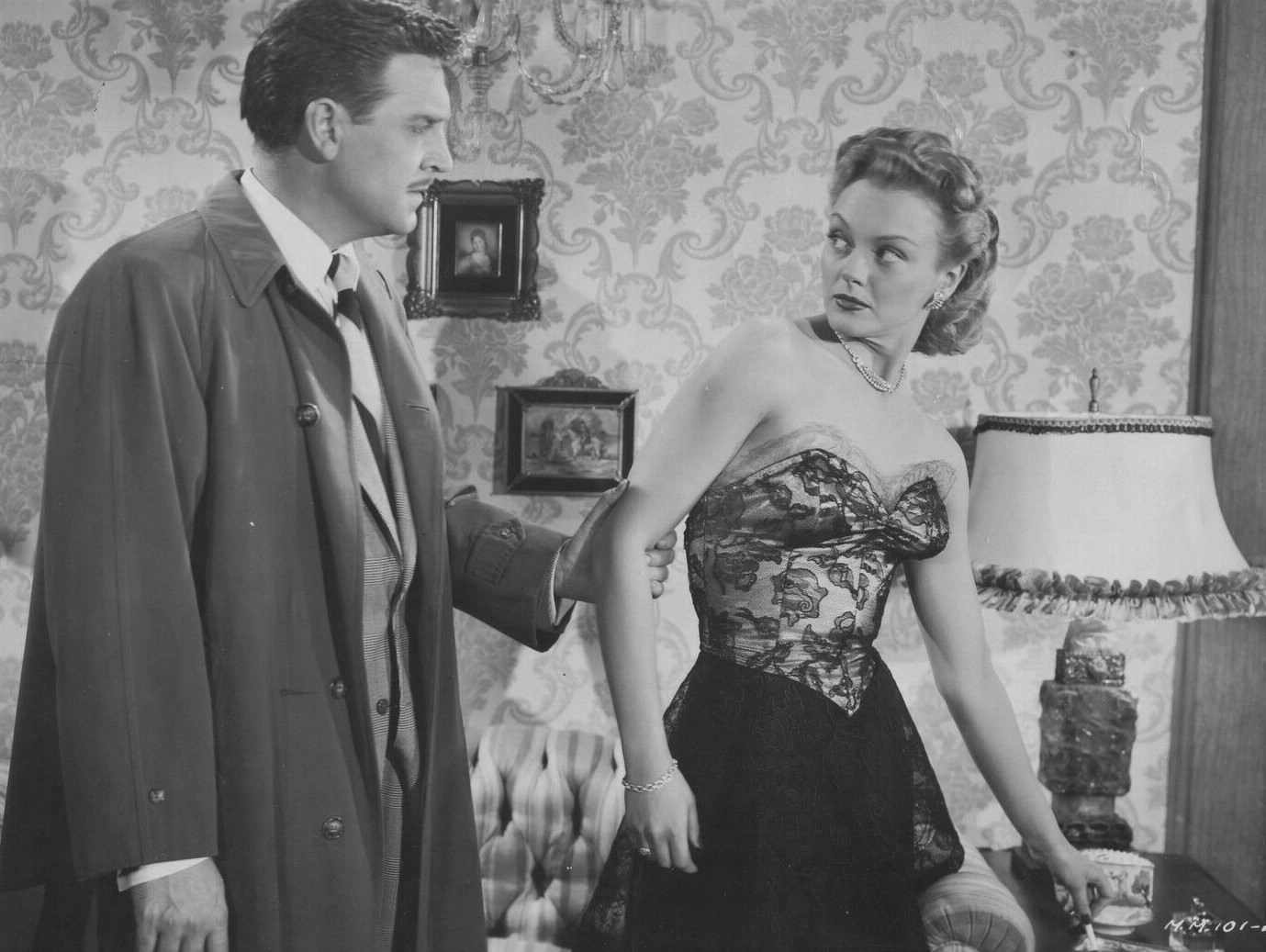 Leslie Brooks And Robert Paige In Blonde Ice, 1948