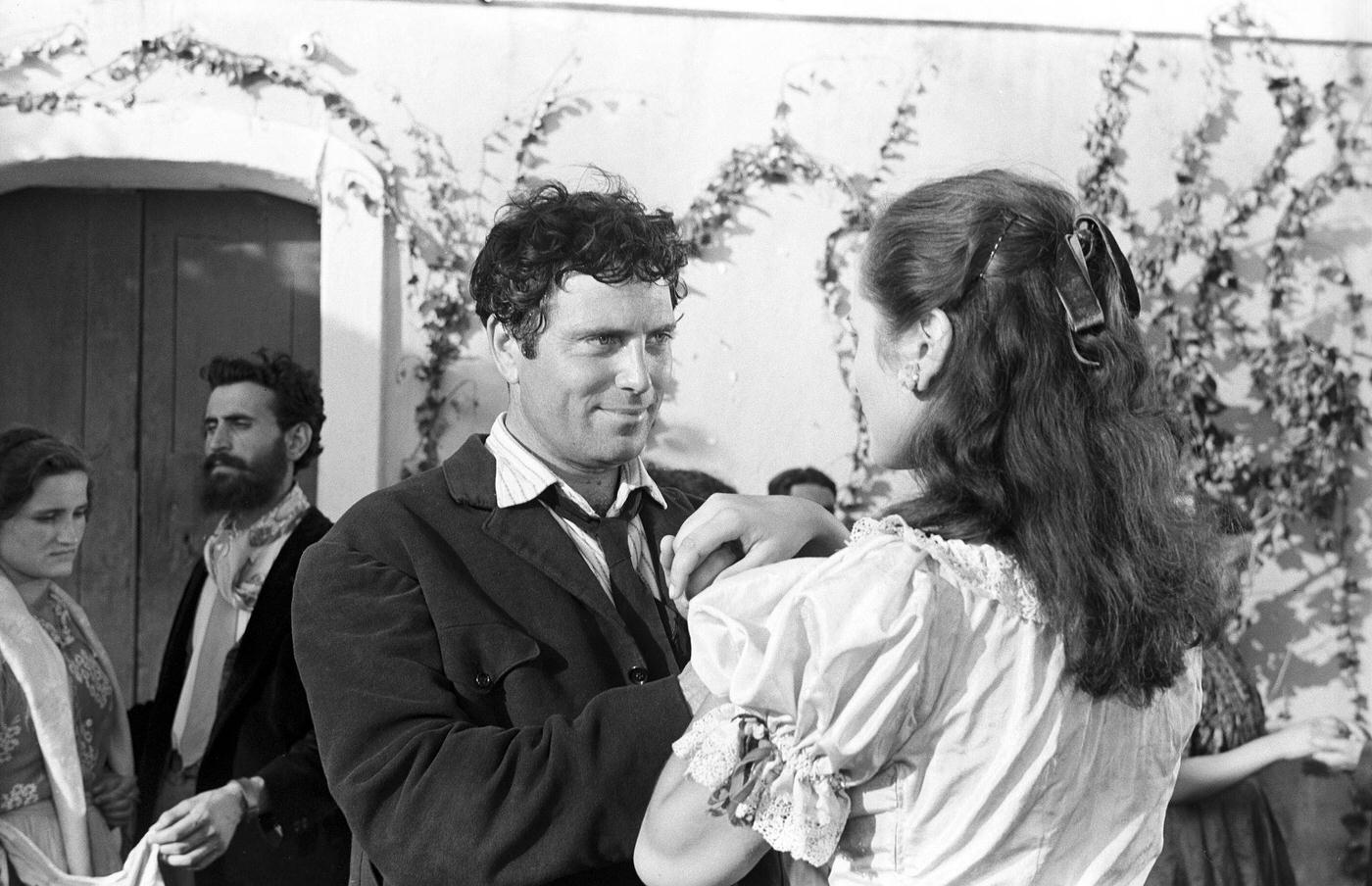 Marina Berti And Raf Vallone Acting On The Set Of Carne Inquieta, Italy, 1952.
